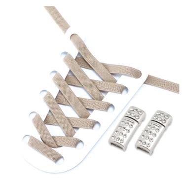 Imagem de Shoelaces Without Tie Kids Adult Width Elastic Laces For Flat Sport Shoes Casual Shoes Accessories (Color : Khaki)