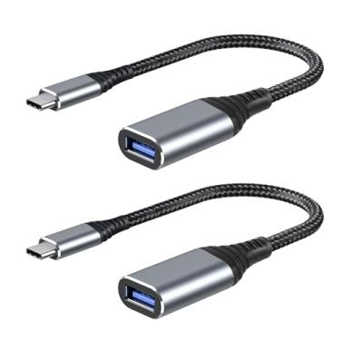 Imagem de ROTOPATA Adaptador USB C para USB, pacote com 2 conversor de cabo OTG tipo C macho para USB 3.1 fêmea, 5 Gbps de alta velocidade, adaptador USB compatível com MacBook/Air/Pro, Samsung Galaxy, cinza