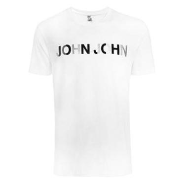 Imagem de Camiseta John John Masculina Regular Velvet Glam Logo Branca-Masculino