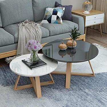 Imagem de Conjunto de mesa de centro ninho de 2 mesas Sofá Morden Mesa lateral de centro Pernas de armazenamento espaçoso Cantos arredondados com cruz As pernas de madeira Almofada antiderrapante para