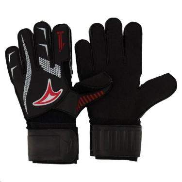 Imagem de Luva Goleiro Campo Three Stars Lance Preto e Vermelho-Unissex