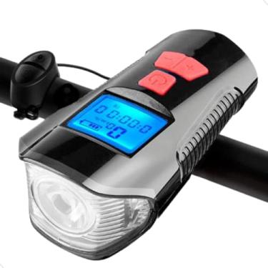 Imagem de Farol De Bike Lanterna Led Buzina Sinalizador Velocímetro Digital Usb Recarregavel Mundo Compras