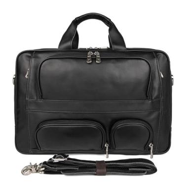 Imagem de Bolsa mensageiro masculina de couro genuíno de 43 cm para homens, bolsa vintage para laptop para computador, a