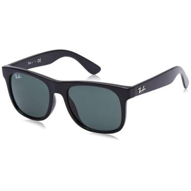 Imagem de Ray-Ban Óculos de sol quadrados Justin RJ9069S para crianças, Preto/Verde escuro, 48 mm