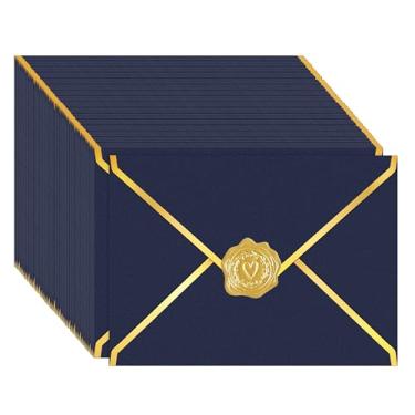 Imagem de Envelopes A7 de 12,7 x 17,78 cm, pacote com 100 pacotes para convites, envelopes grossos de cartão de presente com folha de ouro, aba em V, envelopes coloridos para cartões de ,