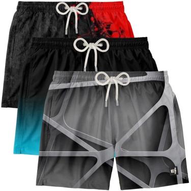 Imagem de kit 3 Bermuda Masculina Estilosa Estampada Surf Boardshort Verão Treino Casual Esportiva-Masculino