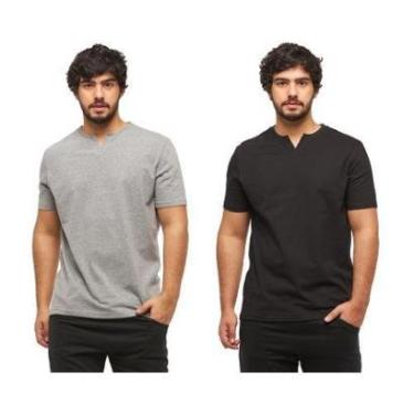 Imagem de Kit 02 Camisetas Basica Gola Portuguesa Blusa Manga Curta C3-Masculino