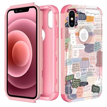 Imagem de Plakill Capa para iPhone Xs Max, design de citações cristãs padrão 3 em 1 capa protetora resistente para mulheres homens meninas meninos capas rígidas para iPhone 10 Xs Max