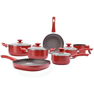 Imagem de Jogo de Panelas Antiaderente Ceramic Life Antares Vermelho C/ 7 Peças