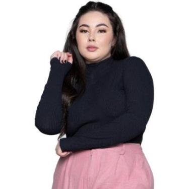 Imagem de KIT 5 Cropped Canelado Gola Alta Bella Fiore Manga Longa Costa Nua Moda Casual-Feminino