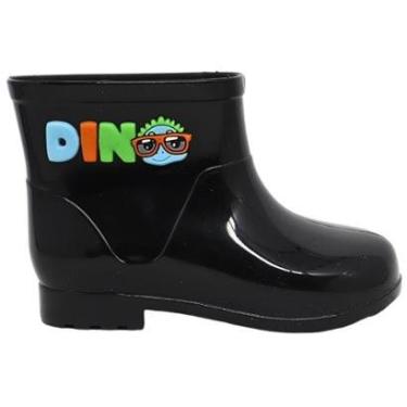 Imagem de Bota Galocha Infantil Menino Preto Dino Moderno Estiloso Divertido Macio Antiderrapante Confortavel-Masculino