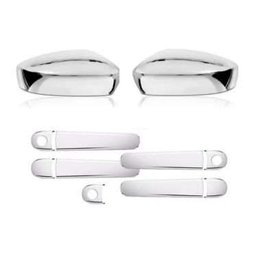Imagem de Kit Aplique Cromado Maçaneta Retrovisor Sem Pisca Volkswagen Fox Up Go