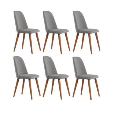 Imagem de Conjunto com 6 Cadeiras de Madeira Maciça Estofada New Drop - Natural 