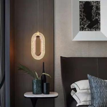 Imagem de 2 Pendente Cristal Oval Moderno Dourado 3000k Luz Bivolt - Redtun, 110