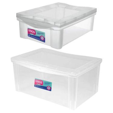 Imagem de Caixa Organizadora Decorativa 65L + 13,5L Com Trava Cristal - Ordene