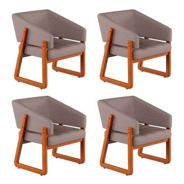 Imagem de Conjunto com 4 Poltronas Air Linho Cinza e Amêndoa - Mobly
