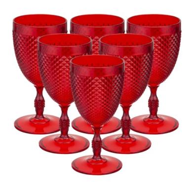 Imagem de Kit de 6 Taças Bico de Jaca de Acrílico (Vermelho)