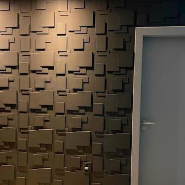 Imagem de Revestimento de Pvc efeito Gesso Kit 50 Placas 3D Quadratto Preto Lavá