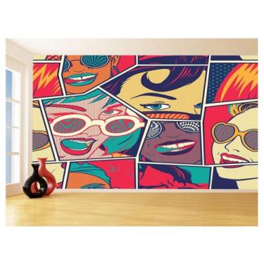 Imagem de Papel De Parede 3D Arte Pop Art Rosto Mulheres 3,5M Tra166 - Você Deco