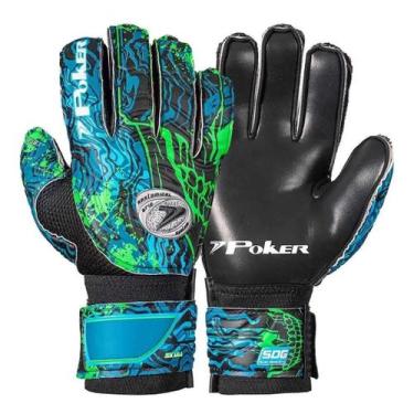 Imagem de Luva Futebol Campo Skull Semi Proffissional Multiterreno Poker, Azul, 