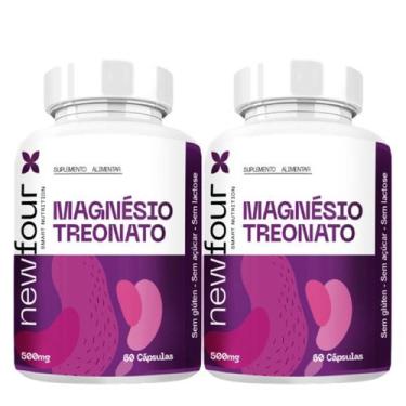 Imagem de Kit 2x Magnesio Treonato 500mg 60 caps NewFour - Rei terra, Sem sabor