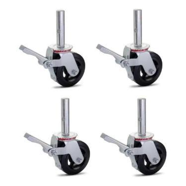 Imagem de Kit 04 Rodizio Para Andaime Roda De Borracha Ferro Giratório - Colson 