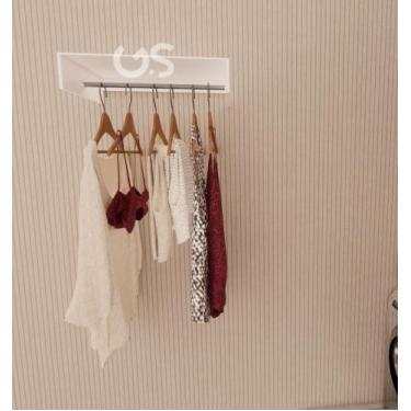 Imagem de 1 Arara de Roupas Cabideiro de Parede com Tubo Alumínio MDF - MAIS  MA