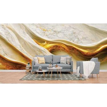 Imagem de Papel de Parede Painel 3D Mármore Calacata Branco Ouro 4M Revestimento