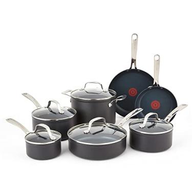 Imagem de T-fal Unlimited Platinum Hard Anodized Non-stick, Conjunto de panelas de 12 peças, Preto