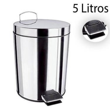 Imagem de Lixeira Aço Inox De 5 Litros Com Cesto Removível - Em casa tem
