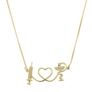 Imagem de Colar Luxo Farmácia com pedras de Zirconia Banho de Ouro 18k - Crislu 