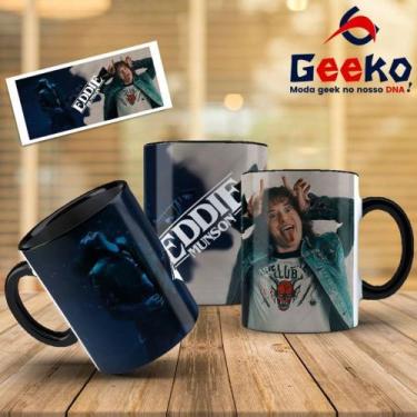 Imagem de Caneca Eddie Munson Stranger Things HellFire Club Geeko, Preto, 325ml