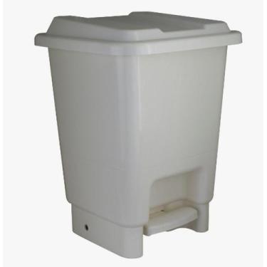 Imagem de Lixeira Plástica Retangular com pedal  branca 7 litros SUPER RESISTENT