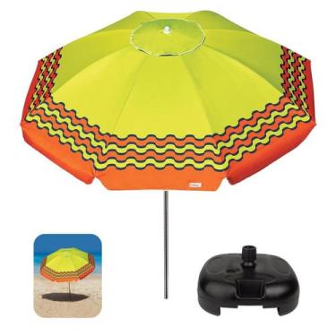 Imagem de Kit Guarda Sol 2,4m Articulado Alumínio Sombreiro Ibiza Verde Limão Ba