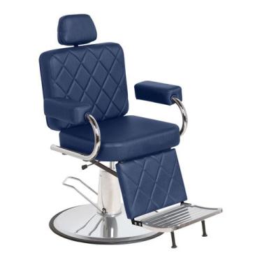 Imagem de Cadeira de Barbeiro Dallas Encosto Reclinável - CC&S, Azul Escuro