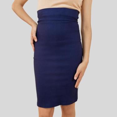Imagem de Saia Feminina Modelo Midi Lápis Azul - Mayara Manzano, Azul, GG