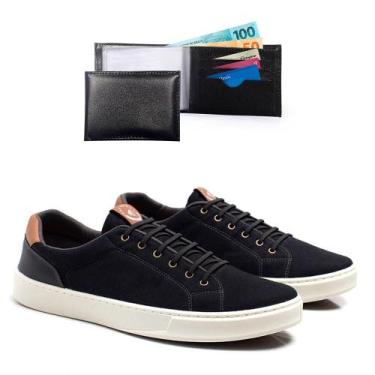 Imagem de Sapatênis Masculino Cadarço Moderno Casual + Carteira Kit 2 - Épico, 4