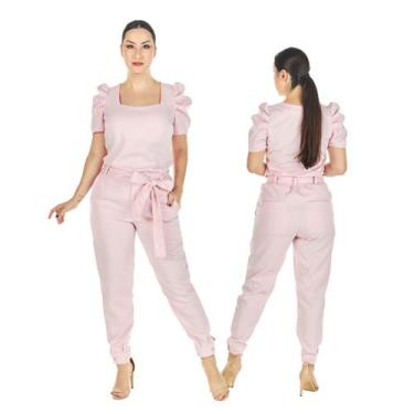 Imagem de Conjunto Feminino Scrub Manga Curta Bufante Rosa Bebê - VM Jalecos e A