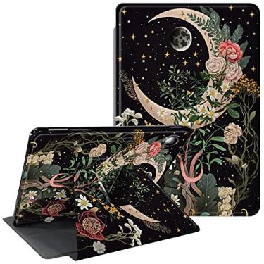 Imagem de CGFGHHUY Capa para Samsung Galaxy Tab A8 com suporte giratório de 360 graus, capa protetora inteligente com ativação automática para tablet Samsung Galaxy Tab A8 10,5 polegadas 2022 - flor floral lua
