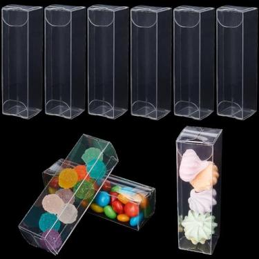Imagem de CRASPIRE 50 caixas de lembrancinhas transparentes 3,5 x 0,9 x 0,9 x 0,9 caixa de presente de plástico transparente PVC doce doce chocolate sobremesa mini caixa de embalagem para aniversário, dama de