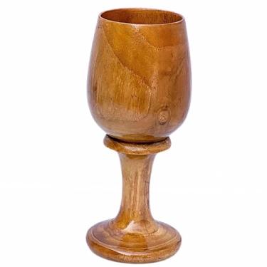 Imagem de collectiblesBuy Copo de vinho de madeira feito à mão estilo antigo cálice de madeira para lembrancinhas de festa e inauguração de casa