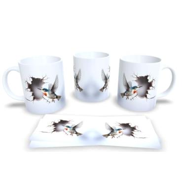 Imagem de Caneca Branca de Porcelana Personalizadas Arte Espelhadas em 3D Animais (Passaro 11)
