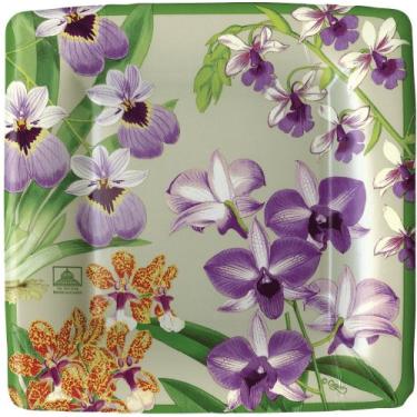 Imagem de Prato de salada/sobremesa de papel para exibição de orquídeas Entertaining with Caspari, 8 unidades