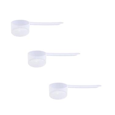 Imagem de Colheres de medição de plástico, (43 cc | 42,5 g | 43 ml) Colheres de cabo longo para pós, grânulos, café, ração para animais de estimação, suprimentos de panificação, proteína e outros produtos secos, livre de BPA (conjunto com 3)