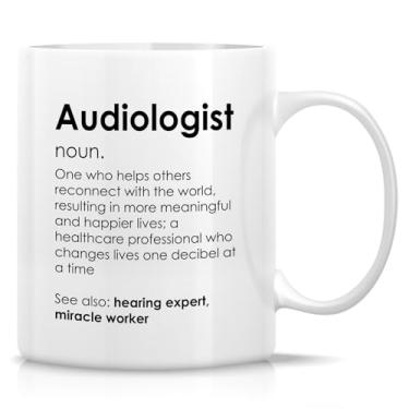Imagem de Retreez Caneca engraçada de audiologista - especialista em audição - xícara de café ou chá de cerâmica de 325 ml - presente bem-humorado para médicos de ouvido, especialistas em audiologia, estudantes