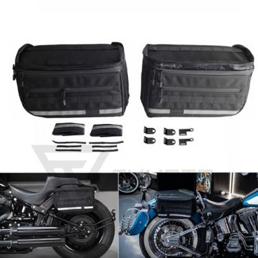 Imagem de FVMOTO Bolsa de armazenamento de bagagem estilo clube compatível com Harley Softail Dyna Street Bob Wide Super Glide FXR FXLRS Low Rider S Sportster, 30L