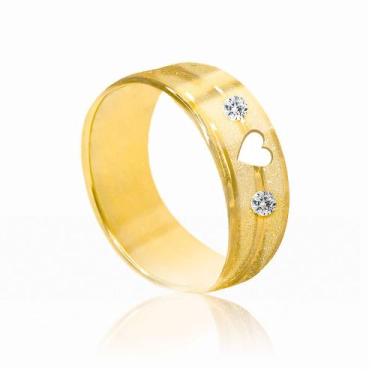Imagem de Aliança Casamento Ouro 18k Pedras Zircônia E Coração - Oremte, 16