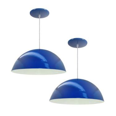 Imagem de Kit 2 Luminária Pendente Meia Lua 50cm Interior Branco Brilho Com Fiaç