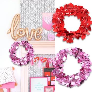 Imagem de 2 peças de guirlanda com glitter para o Dia dos Namorados, guirlanda decorativa de arame para Dia dos Namorados, casamento, festa de aniversário, decoração de janela de parede de casa