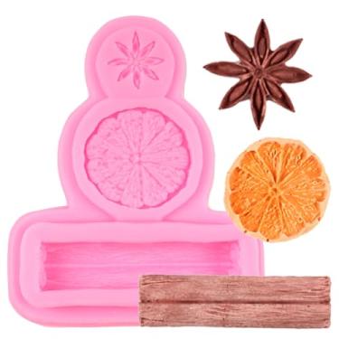 Imagem de QDMOLDS Molde de silicone para especiarias de inverno, fatia de limão, anis estrelado, casca de tangerina, moldes de fondant para decoração de bolos, cobertura de cupcake de chocolate, pasta de goma